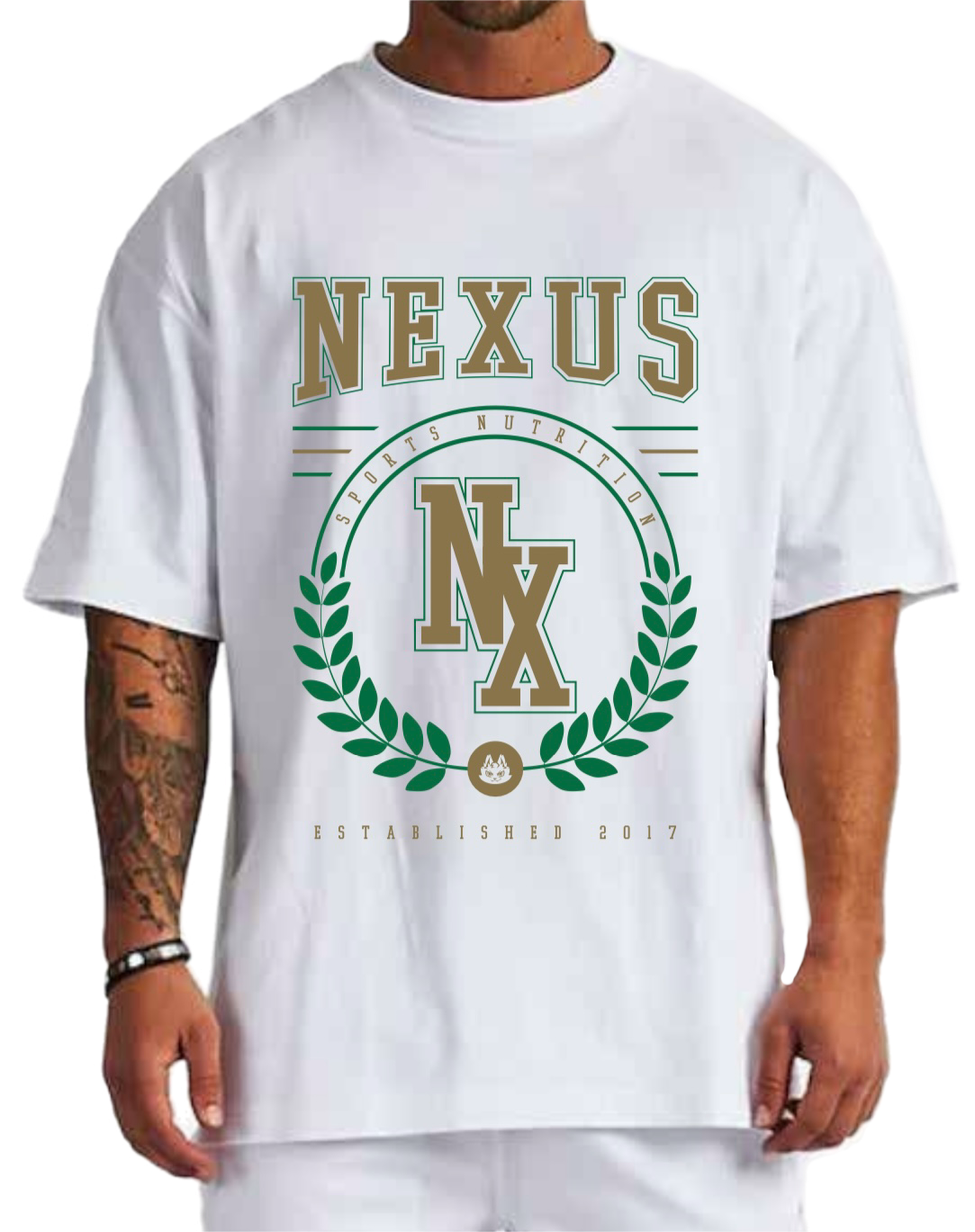 Nexus Oversized College Tee: Green/Gold
