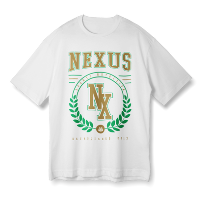 Nexus Oversized College Tee: Green/Gold