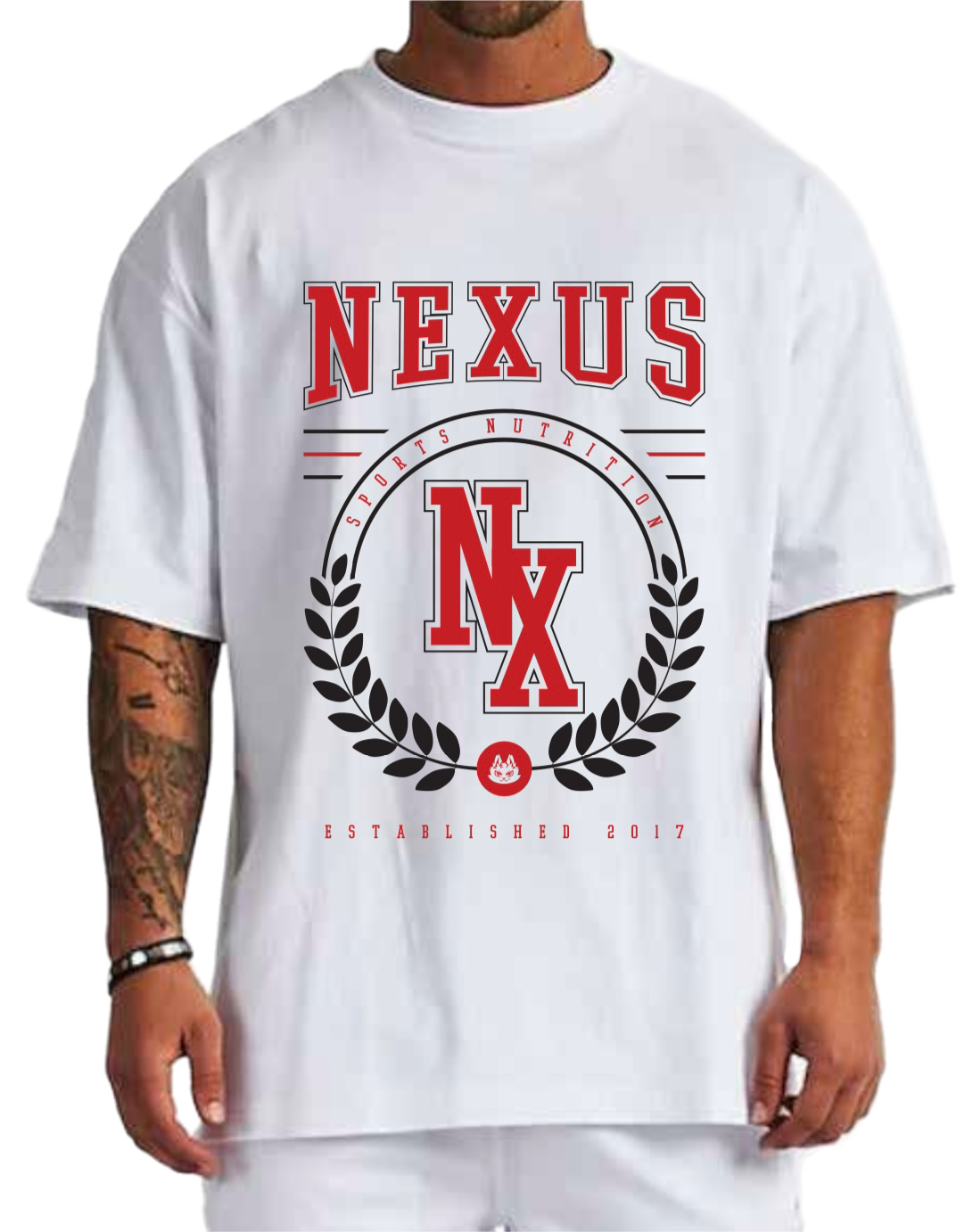 Nexus Oversized College Tee: Red/Black