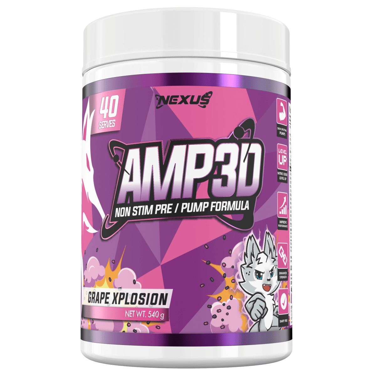 AMP3D Non-Stim Pre-Workout: Grape Xplosion - Nexus Sports Nutrition