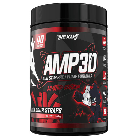 AMP3D Non-Stim Pre-Workout: Red Sour Straps - Nexus Sports Nutrition