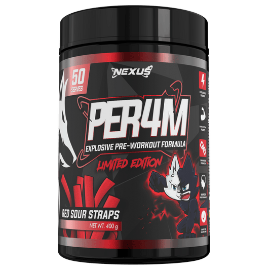 PER4M Pre-Workout: Red Sour Straps - Nexus Sports Nutrition